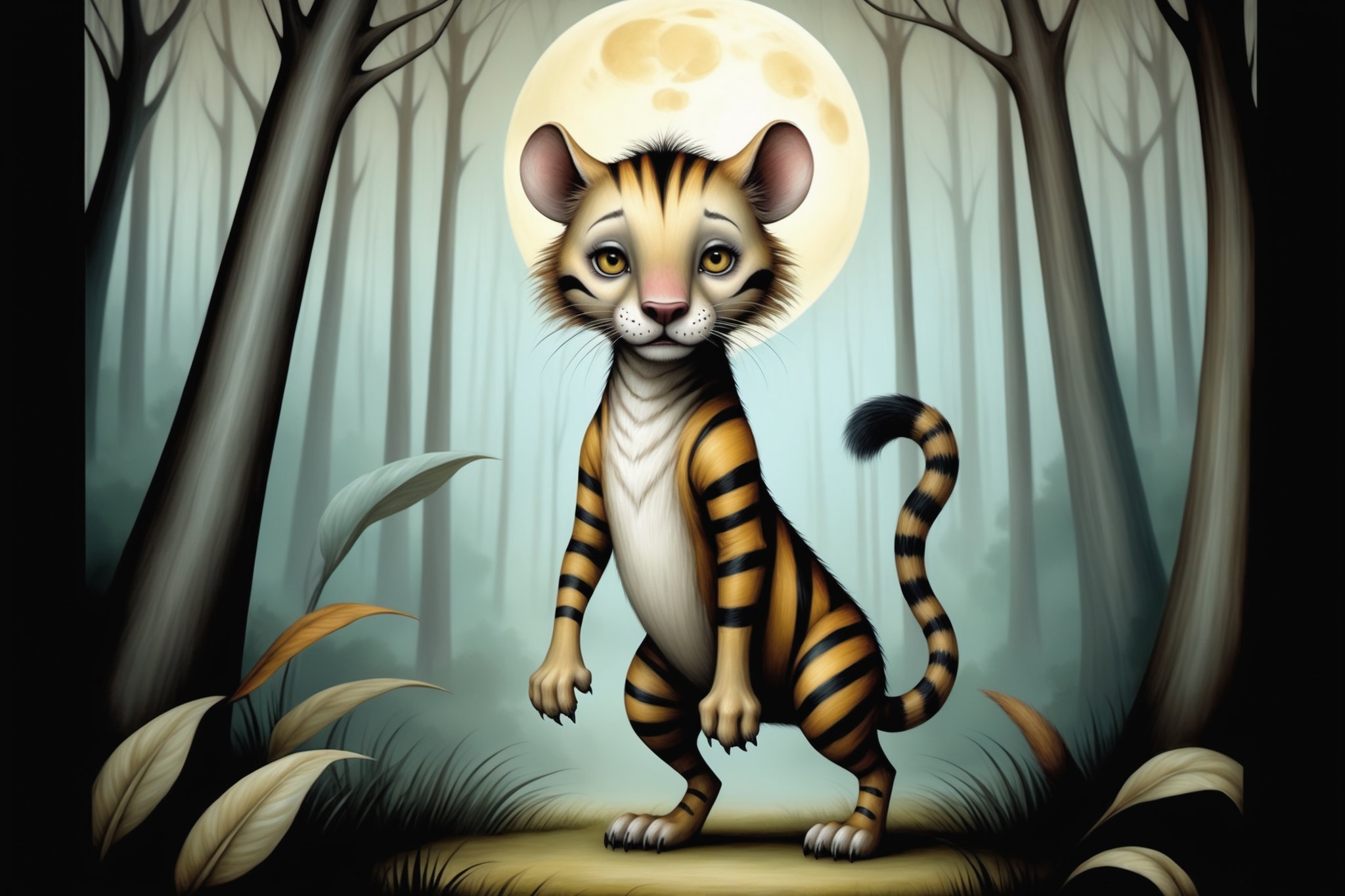 Cinematic scene - Tasmanian Tiger,  stripes,  four legs by ᕲᗩᖇᓰᗩ ♥ ᐺᘿᖇSᘿ on Tensor.Art