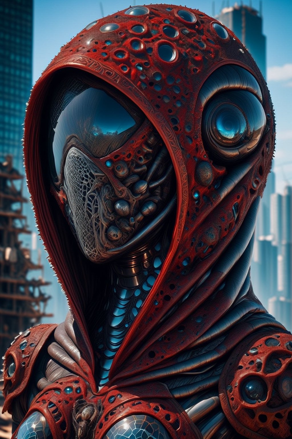 1 mutant,  EA post apocalyptic portrait photo of a red hooded mutant,  (((front view))) by TangoAlphaDelta on Tensor.Art