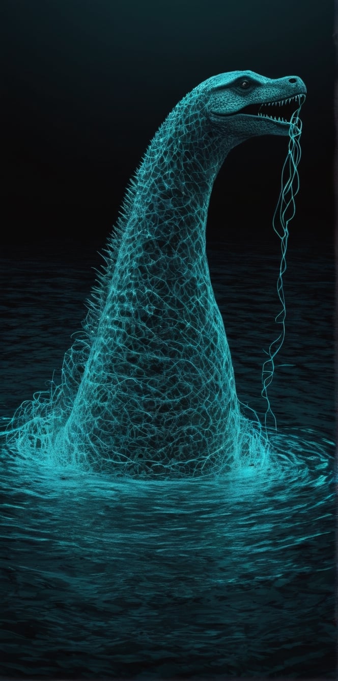 (((diffuse dynamic colors))),  (((ultra detailed illustration of a diffuse hallucinatory Loch Ness Monster))),  (((complex...