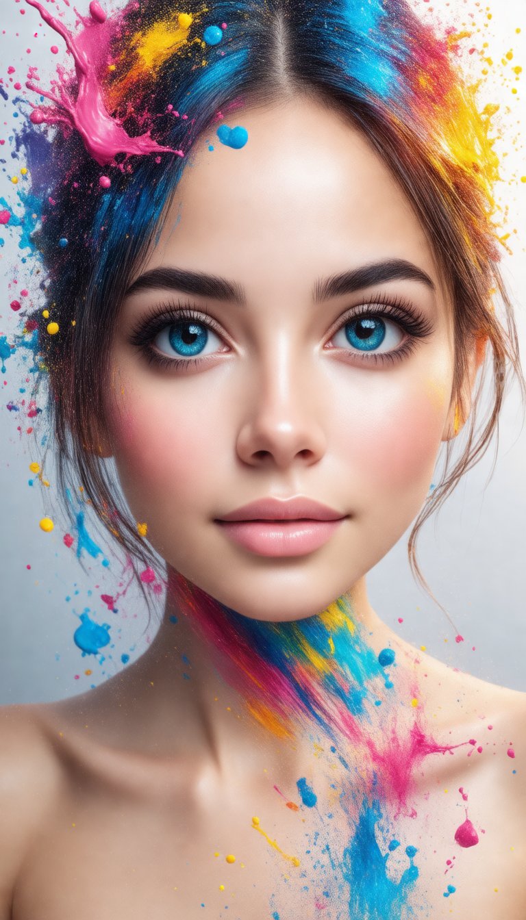 masterpiece, best quality, (extremely detailed CG unity 8k wallpaper, masterpiece, best quality, ultra-detailed, best shadow), (detailed background), (beautiful detailed face, beautiful detailed eyes), High contrast, (best illumination, an extremely delicate and beautiful),1girl,((colourful paint splashes on transparent background, dulux,)), ((caustic)), dynamic angle,beautiful detailed glow,full body,Young beauty spirit