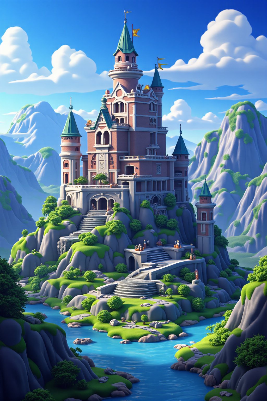 professional 3d model, anime artwork pixar,3d style, good shine, OC rendering, highly detailed, volumetric, dramatic lighting, 

A forbidden castle high up in the mountains, pixel art, (intricate details:1.12), hdr, (intricate details, hyperdetailed:1.15), (natural skin texture, hyperrealism, soft light, sharp:1.2), game art, key visual, surreal, 

hdr, masterpiece,best quality,super detail, key visual, vibrant, studio anime,