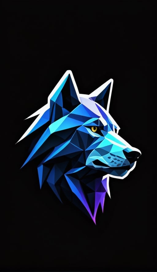 logo, wolf in polygon, black background, high resolution, 4k, 