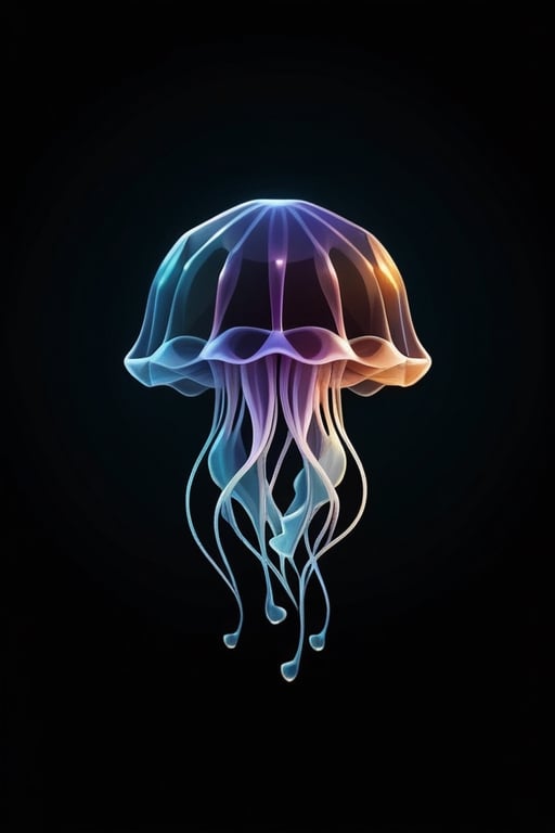 logo jelly fish in polygone, black background, high resolution, 4k, 