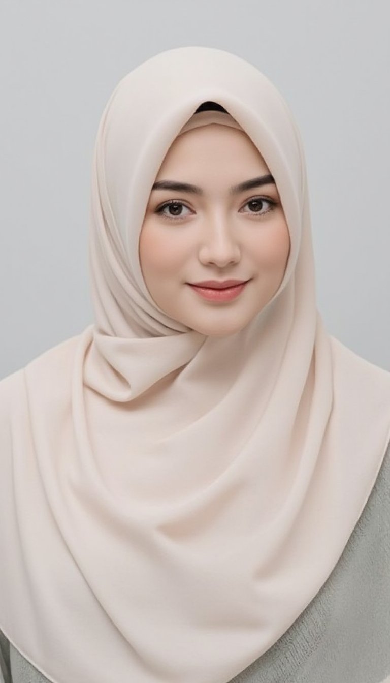 A full shot of a youthful female wearing sheer full hijab with white sheer material,CK