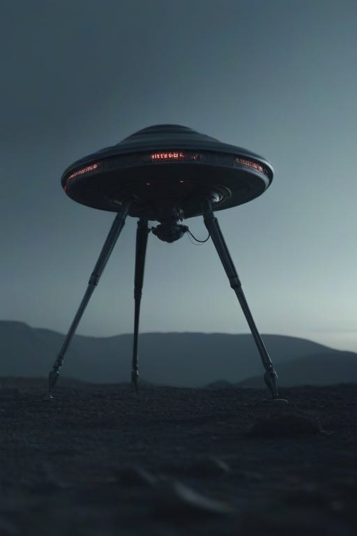 extremerealistic 8k resoluion the war of the worlds theme alien tripod ufo,  sci fi theme,  alien greys coming from the sk...