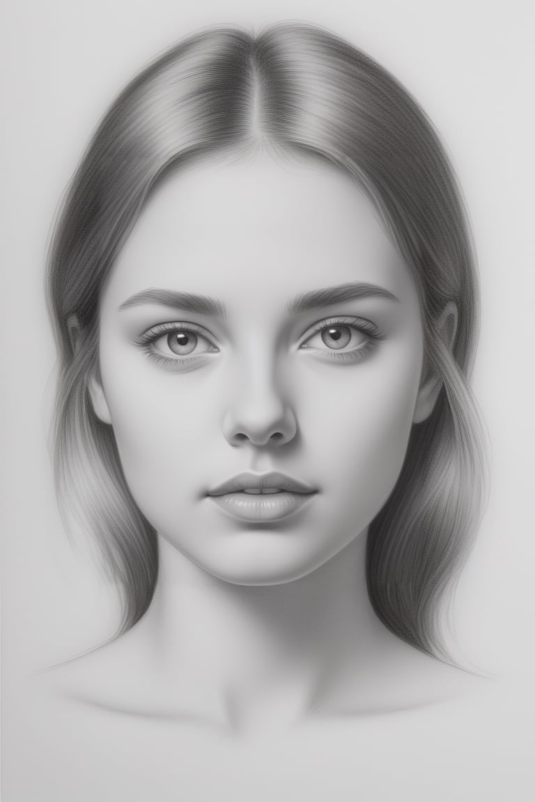 pencil drawing of a young woman's face,<lora:659095807385103906:1.0>