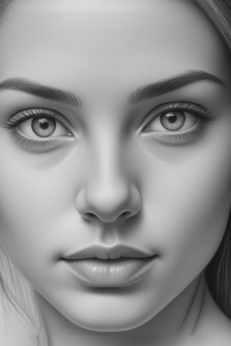 Realistic pencil drawing of a young woman's face,<lora:659095807385103906:1.0>