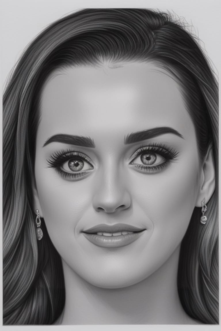 A pencil drawing of Katy Perrie's face view by one side,KatyPerry,<lora:659095807385103906:1.0>