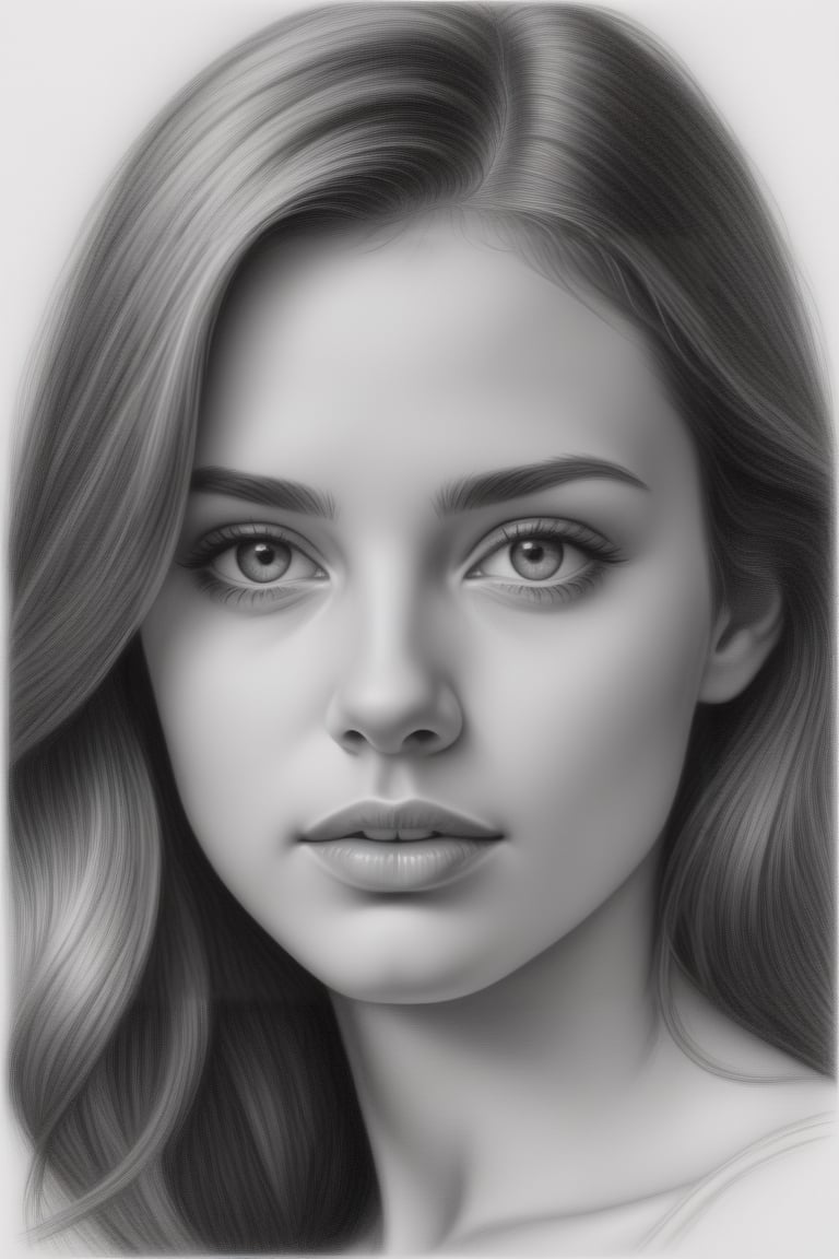 Realistic pencil drawing of a young woman's face,<lora:659095807385103906:1.0>