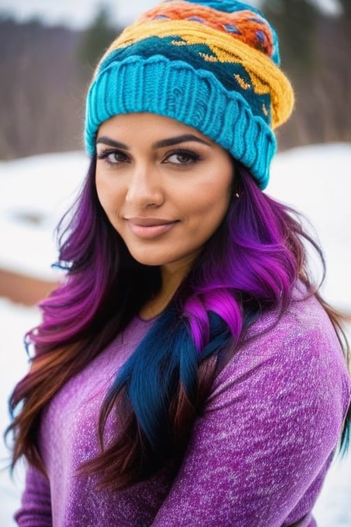 lovely indian girl in,  with cap,  colorful hair by fourbitimage on Tensor.Art