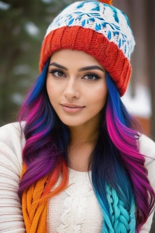 lovely indian girl in,  with cap,  colorful hair by fourbitimage on Tensor.Art