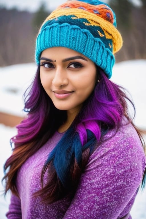 lovely indian girl in,  with cap,  colorful hair by fourbitimage on Tensor.Art