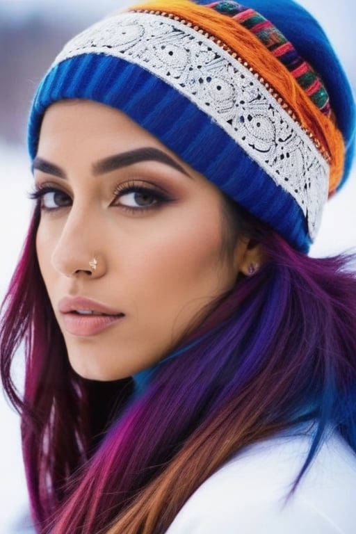 lovely indian girl in,  with cap,  colorful hair by fourbitimage on Tensor.Art