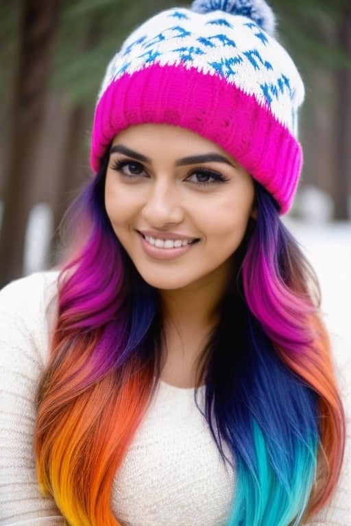 lovely indian girl in,  with cap,  colorful hair by fourbitimage on Tensor.Art