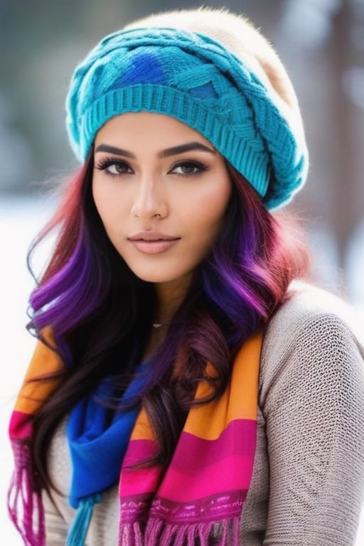 lovely indian girl in,  with cap,  colorful hair by fourbitimage on Tensor.Art