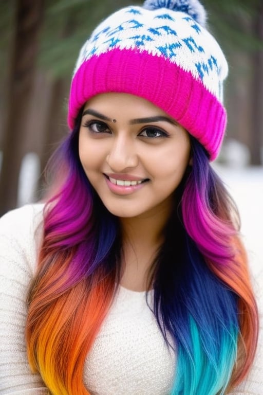 lovely indian girl in,  with cap,  colorful hair by fourbitimage on Tensor.Art
