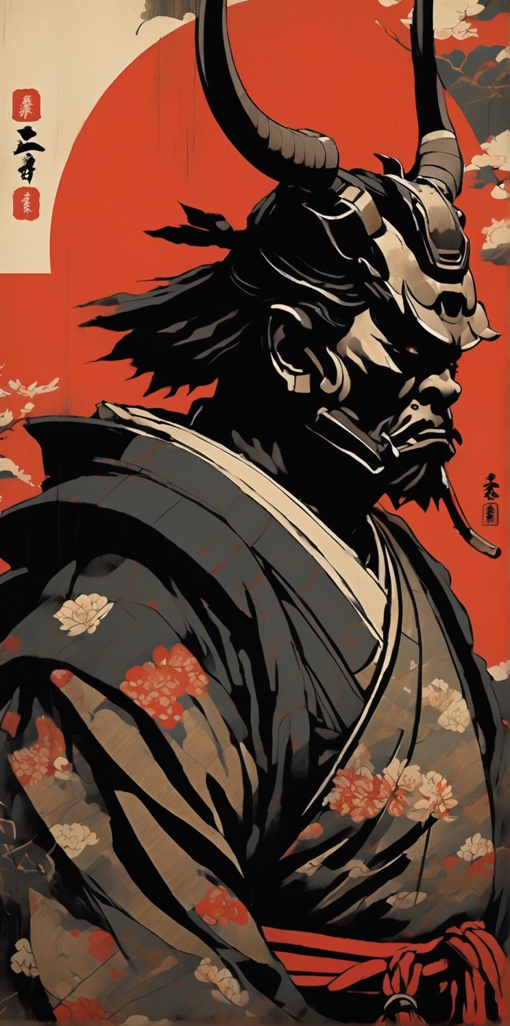 samurai,sense of dilapidation,mechanical parts,kimono,upper body,
masterpiece, best quality, aesthetic,samurai,,samurai,rough brushstrokes,illustration,samurai,horns,samurai,ukiyo-e background,samurai,warrior