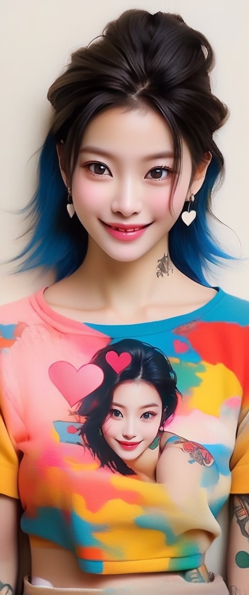 beautiful young perky tattoopunk hollywood actress in love, wearing her heart on her sleeve, her emotions can be read like an open book, disarming smile, Habin, macro, colorful ink art in [(Frank Miller)|(Odd Nerdrum)|(NFS by EA)] distinguished style, but even better quality.,koh_yunjung