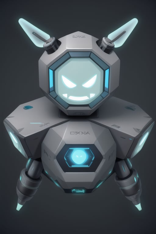 An advanced friendly face drone, designed to operate without propellers, using gravitational propulsion technology, friendly floating hexagonal shape.
Functionality and style, standing out for its casing inspired by cyberpunk and Tron, with a light gray finish. friendly and very observant