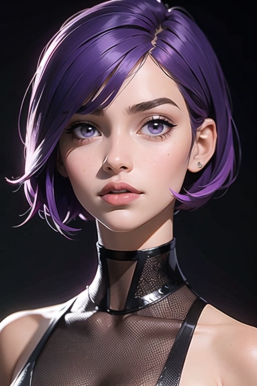 Woman, Short hair, Bobcut, Multicolor hair, Purple hair