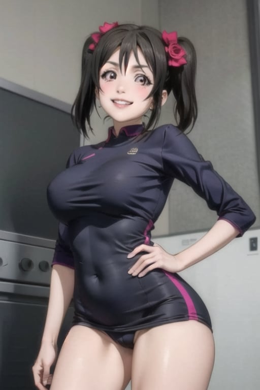 1girl, 16k, tight clothes, horny, blush with grin face, big ass, big_thighs, hair, gigantic_breadts, clear eyes, ,may,rosa_pok_ecsta,yazawa nico