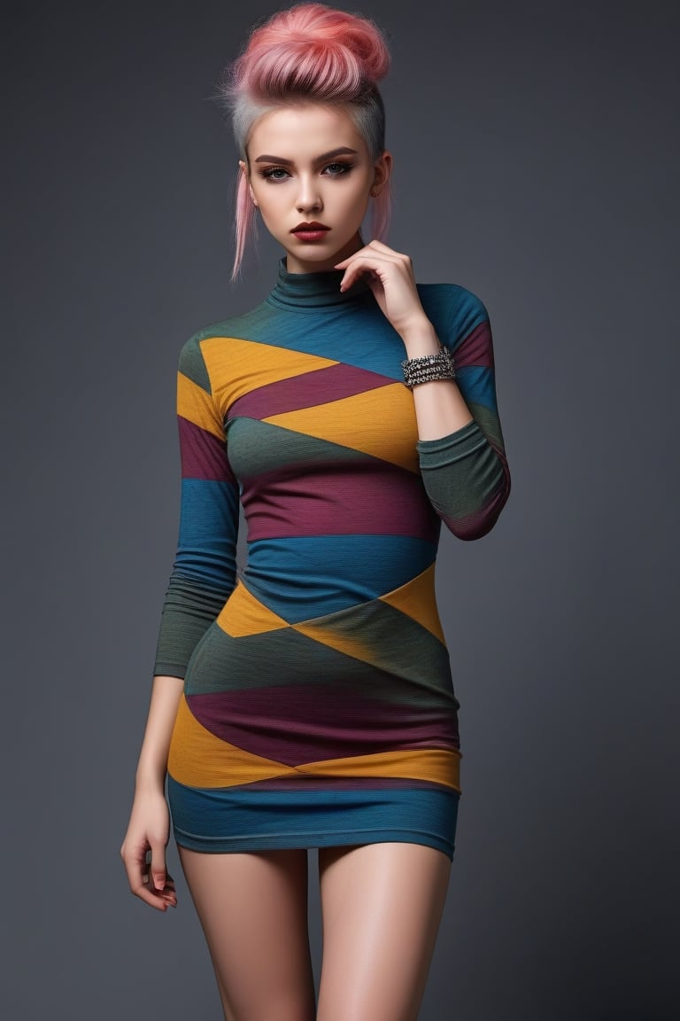 tight cotton minidress a young girl poses,  in the style of multicolor,  unapologetic grit by sg310368 on Tensor.Art