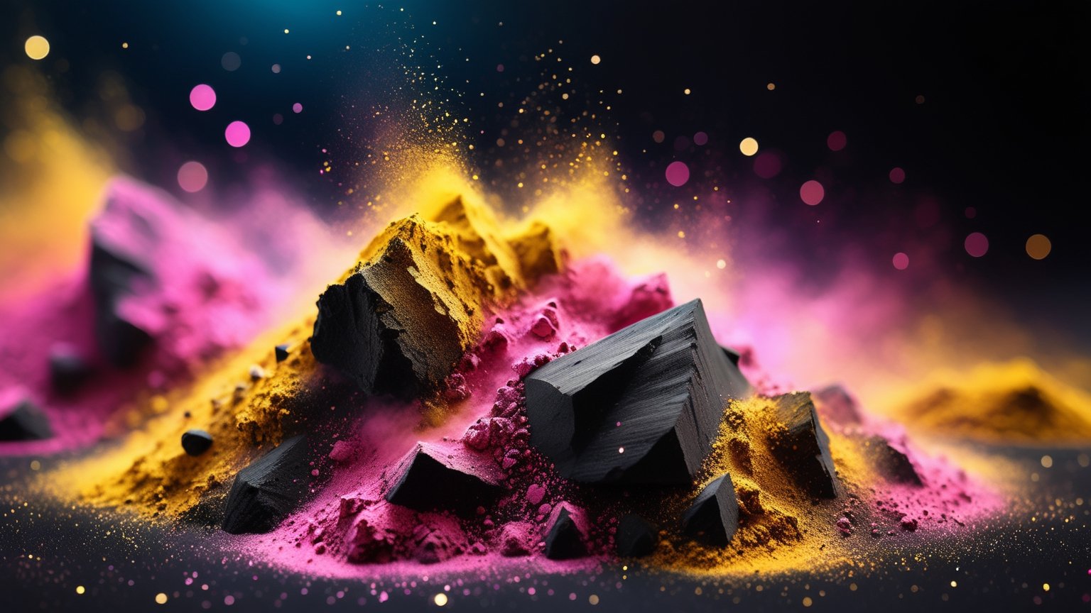 close up angal ((on the )) ,  (( yellow pink black dust) ,  detailed focus by Litta on Tensor.Art