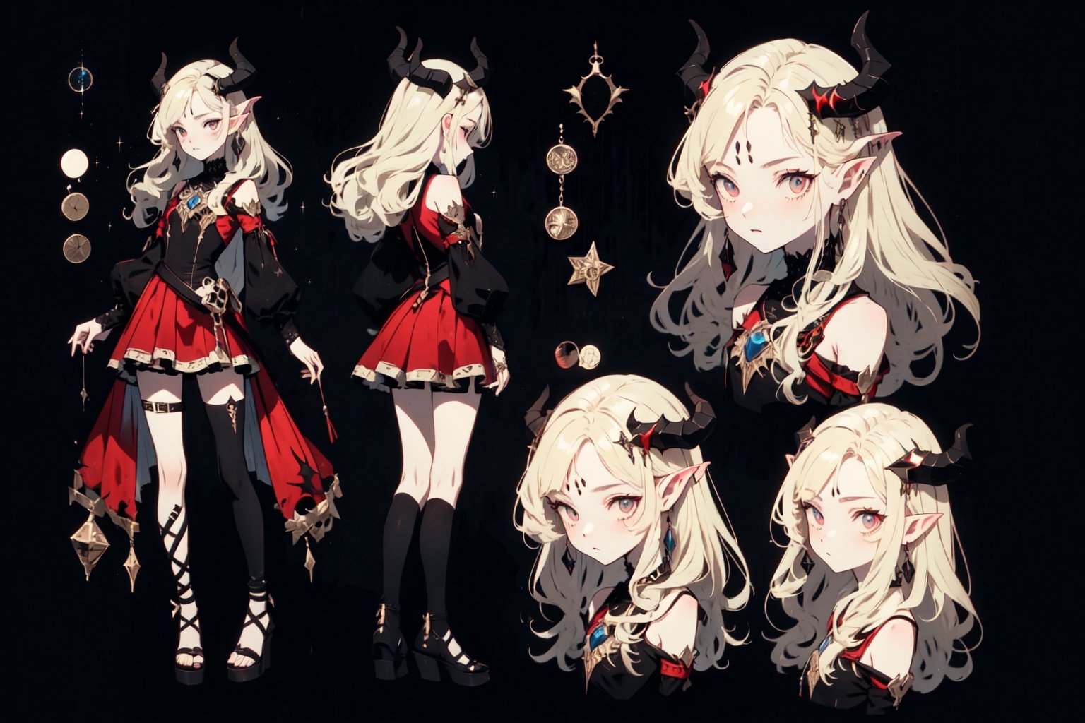 Young succubus woman,  bob blond hair,  small black horns by BluePixxel on Tensor.Art