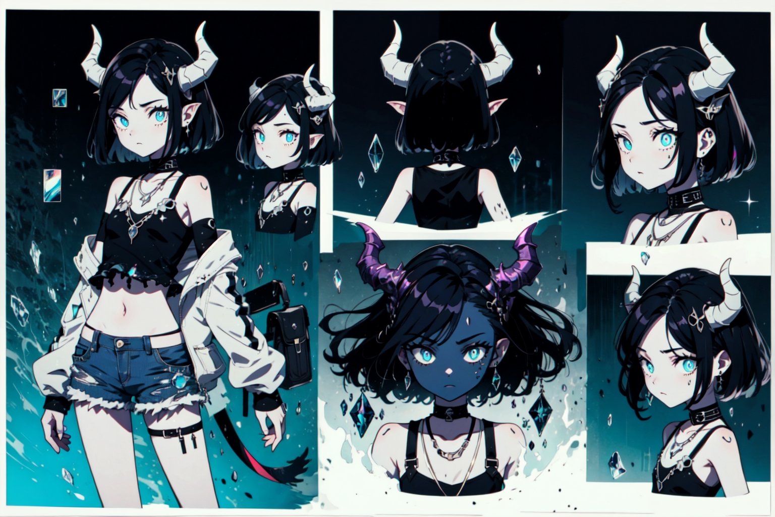 Young succubus woman,  short black hair,  blue pupils by BluePixxel on Tensor.Art