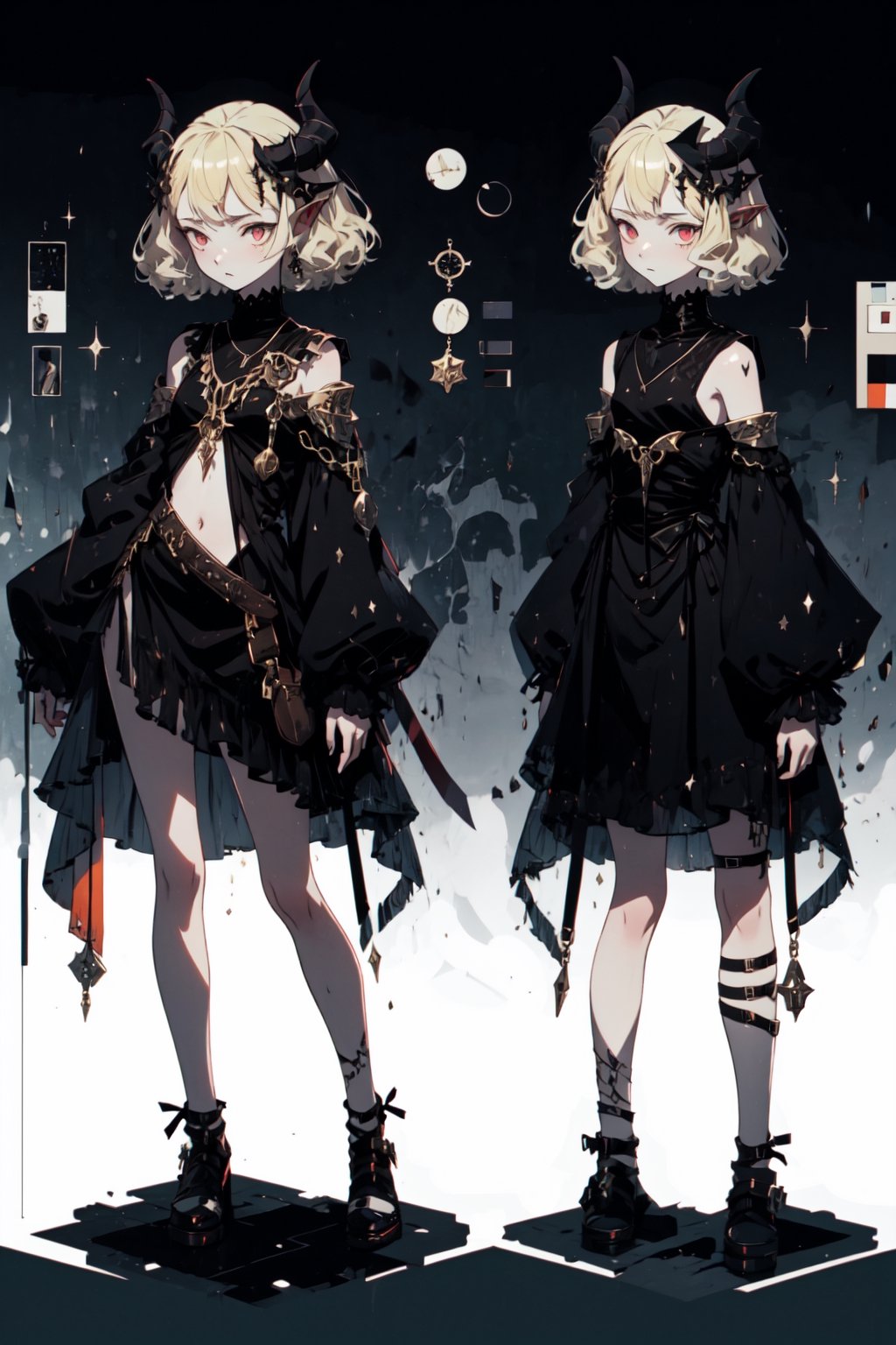 Young succubus woman,  bob blond hair,  small black horns by BluePixxel on Tensor.Art