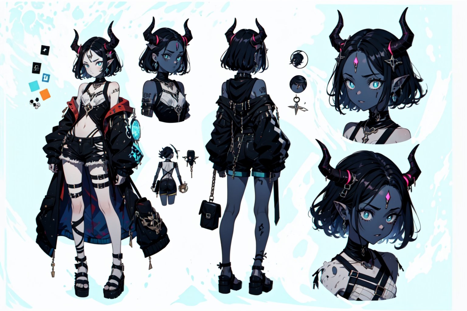 Young succubus woman,  short black hair,  blue pupils by BluePixxel on Tensor.Art