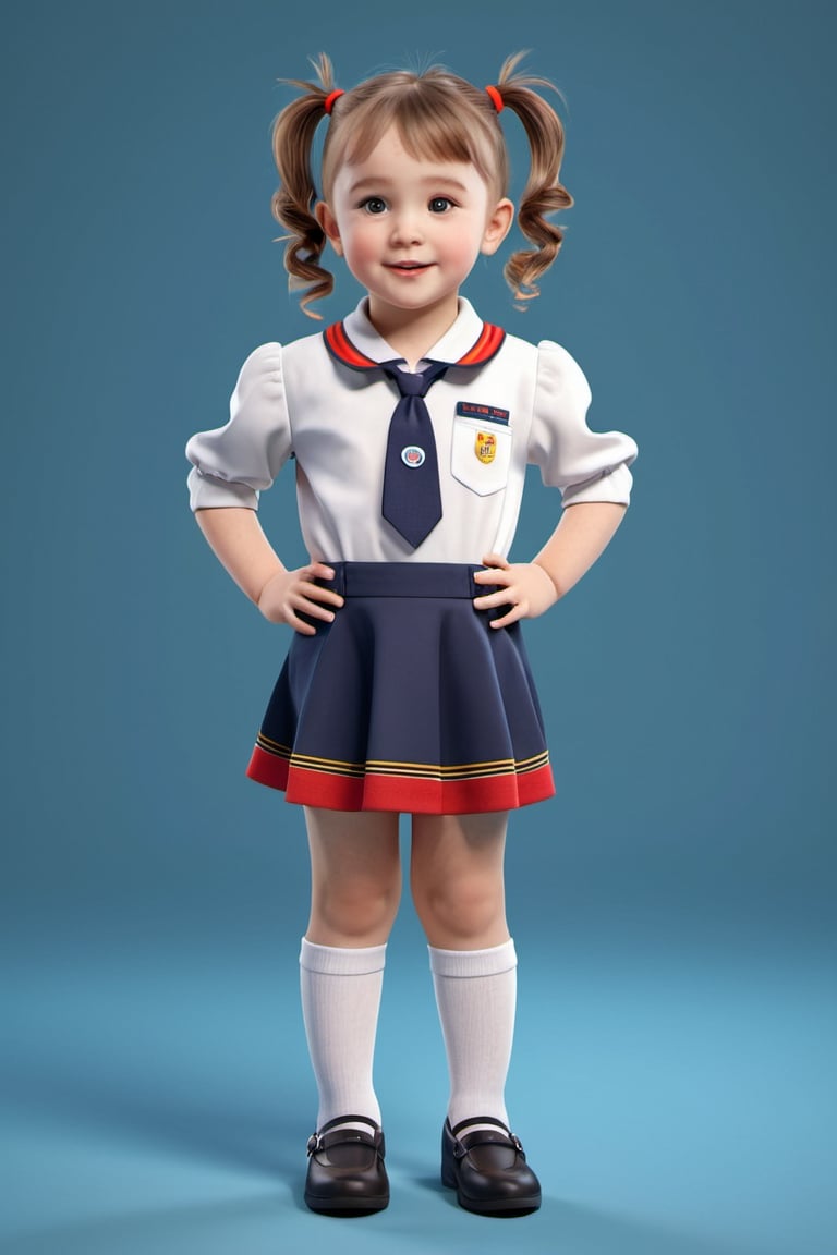 A very beautiful little girl,  about two years old,  wearing a uniform at kindergarten by user_680728578404589384 on Tenso...