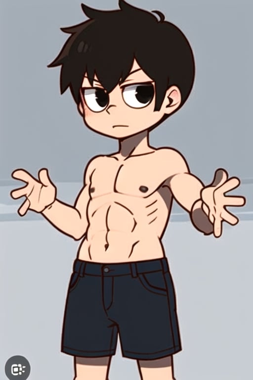 1boy, shirtless, chibi