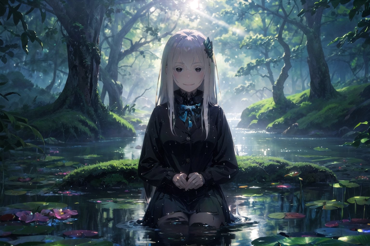 1girl,  sitting in the pond,  Super-detailed water by NovelDomains on Tensor.Art