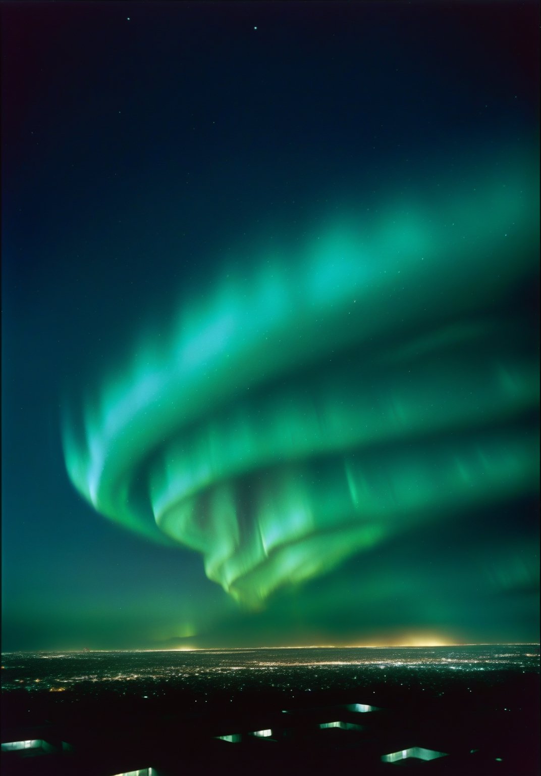 a shot of an aurora borealis in mexico city shot by Richard Misrach on Kodak Portra 400