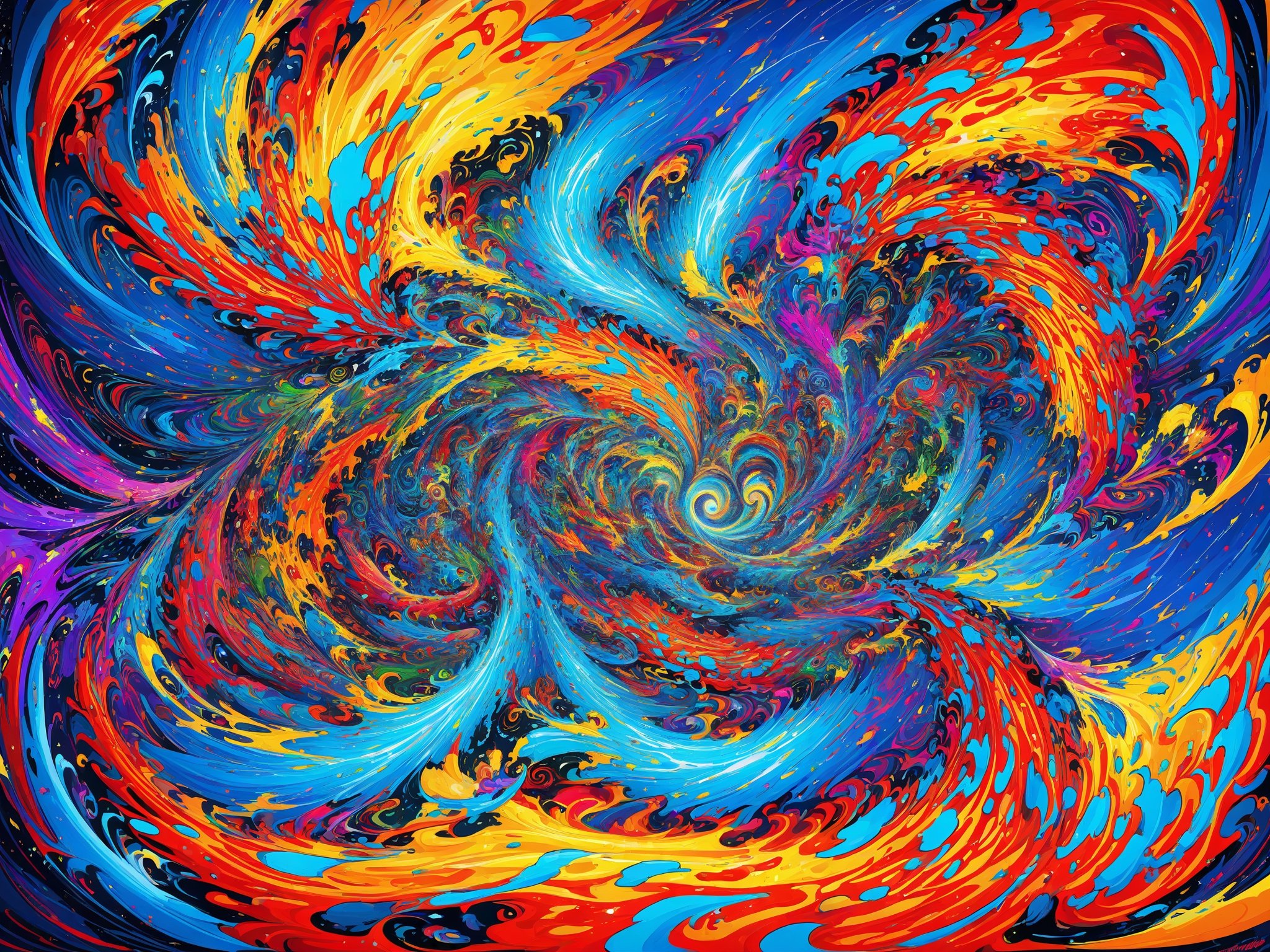 The multi-verse unfolds before you like an origami nightmare in reverse, collapsing and expanding at the same time, thunderous waves of psychedelic seismic space energy pulse and churn as a vortex of madness takes indescribable form, a truly breathtaking sight to behold like a hurricane of colors and a tornado of lightning and fire collided at full speed force and we are in the eye of the psychedelic swirling chaotic colorswirling trippy tempest, everything is so energized its vibrating everything everywhere is all squiggly distorted vibratory visual effects, populate the swirling insanity with crazy things trapped in the vortex like in that movie twister but way more insane fucked up shit, ultra colors, hyper sky, incredibly intricate intense almost nauseating constant motion and vibratuon and too many too bright colors, in Jesus christ name we pray, absurdres amen 