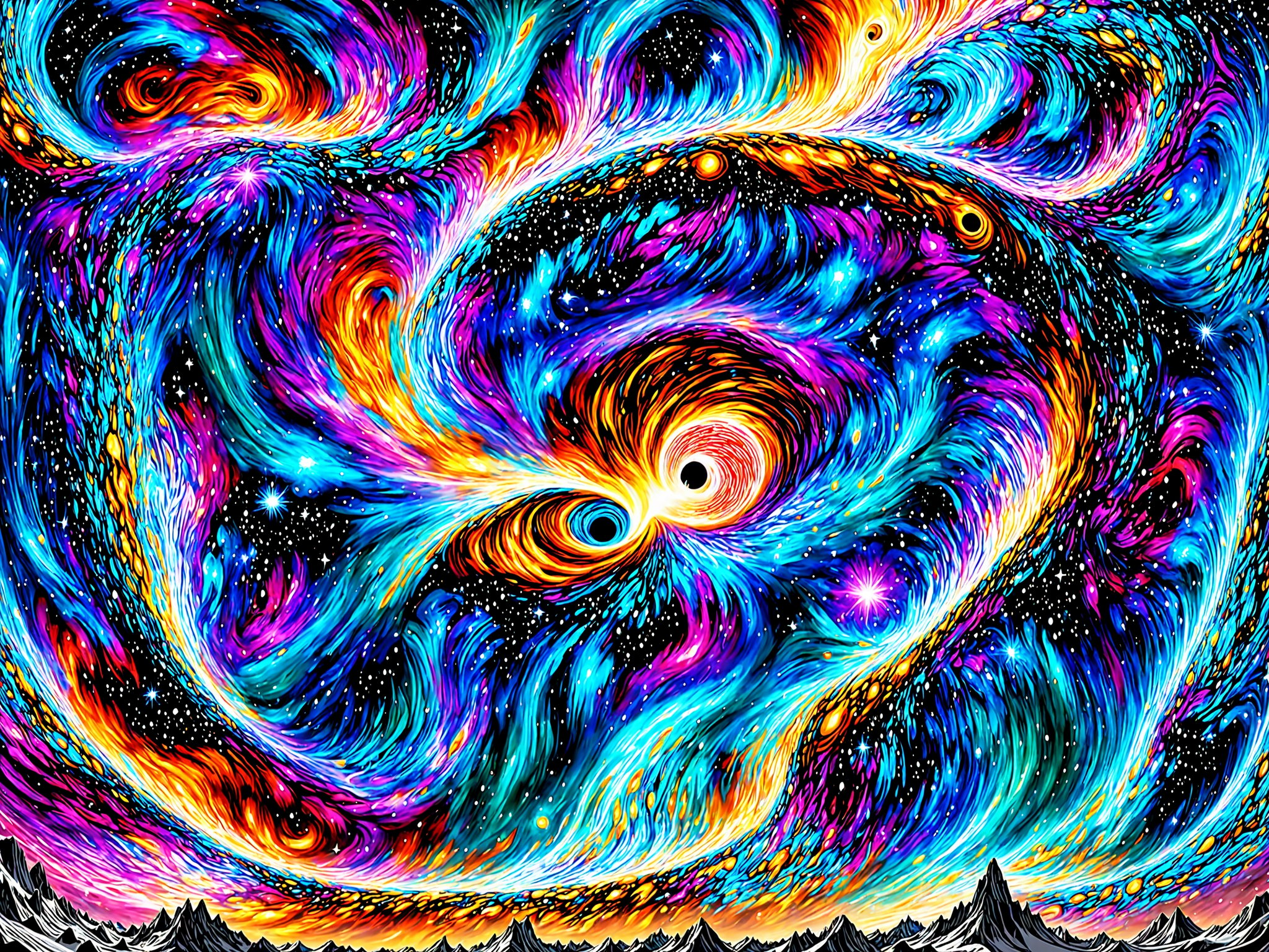 a swirling vortex of stars being sucked into a black hole spiraling down into oblivion in ultra vivid crazy hyper colorful display of the doom of an entire galaxy being devoured, but heres the catch, we're zoomed out just enough to see the universe is a giant toilet and the black hole is just the drain and the spiraling galaxy in its final moments is just being flushed away, ultra detailed vivid complex creative compostion, masterwork masterpiece, best quality, ,Psychedelic alien worlds ,Fizzlespell style ,CartooNuclear Meltdown style,InsaniToon style ,Psychedelic Insanity style 