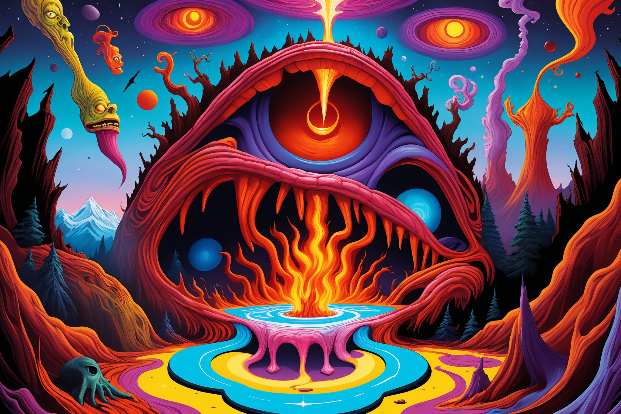 terrifyingly horrifying vivid ridiculous completely insane off the wall out of this world over the top outlandish bonkers...