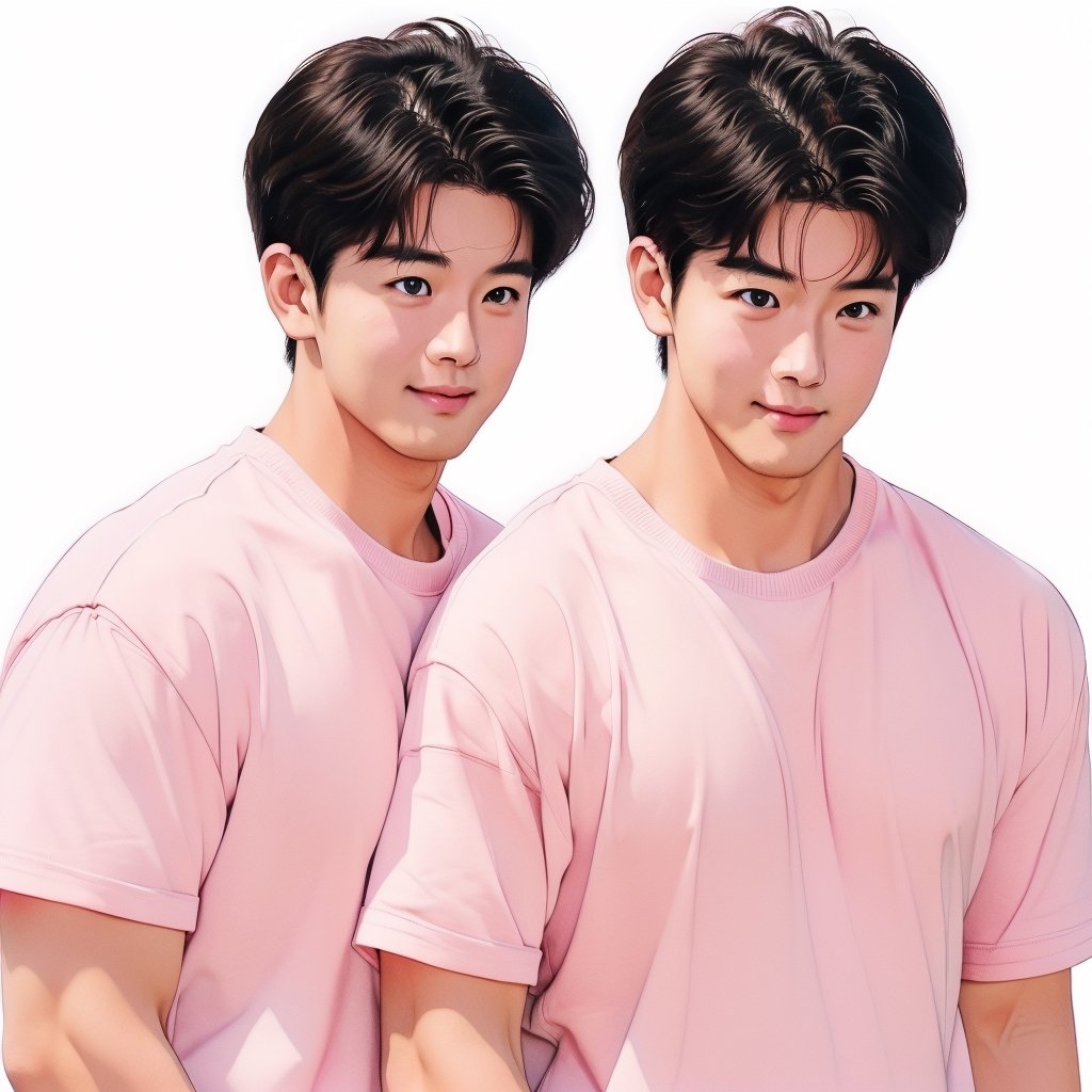 ((All_In_circle)),(1man,solo, photorealistic, asian, muscular,chubby_chest, korean style,) blush,happy face, pastel_shirt,masterpiece,best quality ,(sakura_tree, pink_peony flowers), ((Diecut,white background,))Circle,watercolor,nijiboy,male 