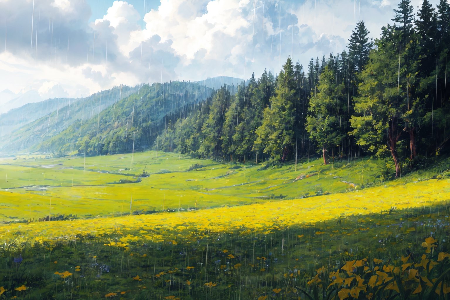 rainy weather,  [grass field::19],  masterpiece by userlovesquality on Tensor.Art