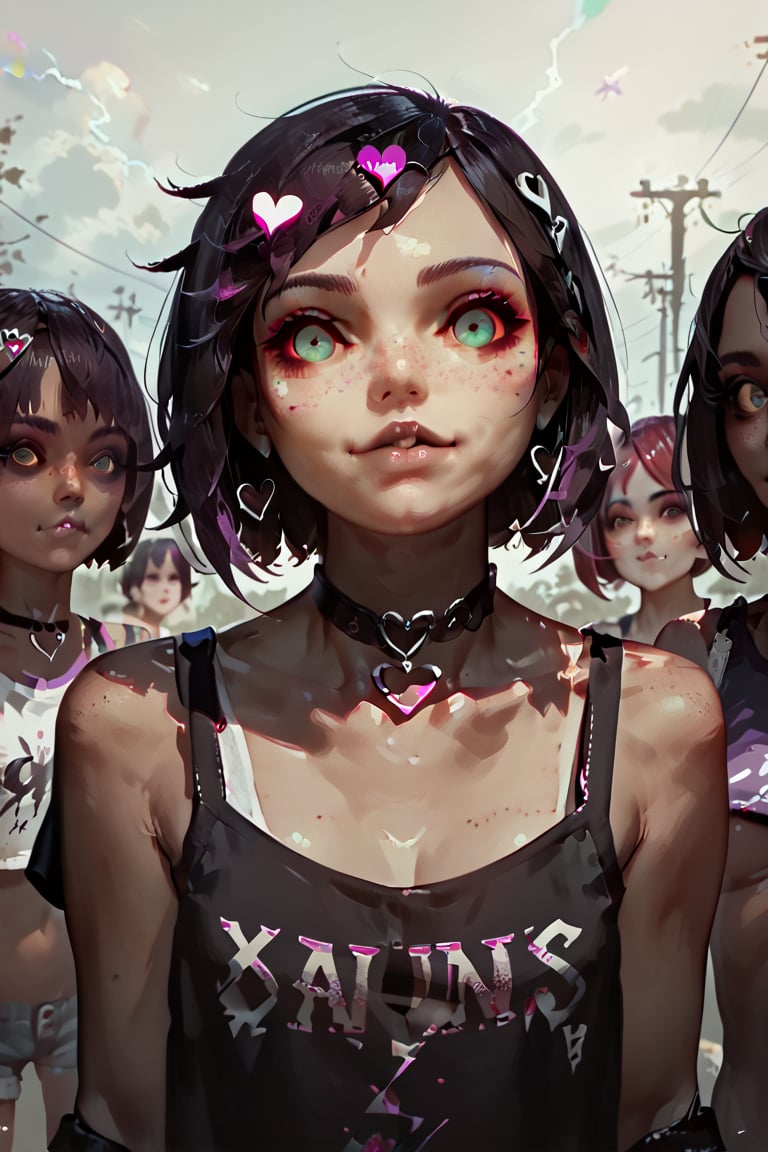 score_9, score_8_up, score_7_up, emo girls , cute face, dark skin, heart choker, freckles, depth of field, natural lightning, orgy, big tits, lesbians,concept art, realistic,Expressiveh,dark theme