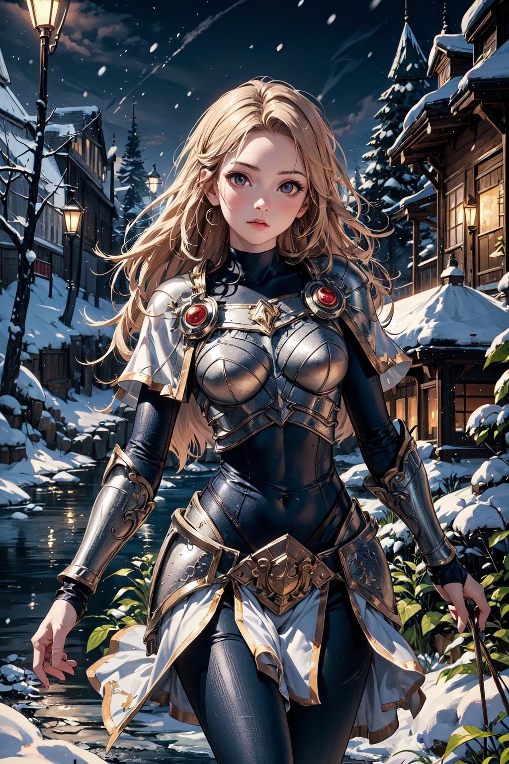 
very good quality image, best quality, super high resolutions, realistic image, best image quality and design, latest generation image, beautiful colors,1girl, lux1, long hair, 1 girl, alone,without armor,(monkey ), outdoors, head-on, night, frozen river, snow, looking at viewer,