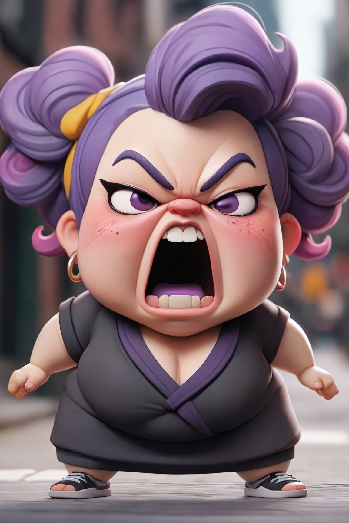 high with
ugly woman
purple hair
obese
shouting at
thin woman
walked

street,chibi,BLACK AND COLOR