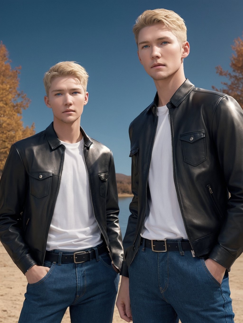 Identical twins,  trees,  river by ZedrikVonKatmahl on Tensor.Art