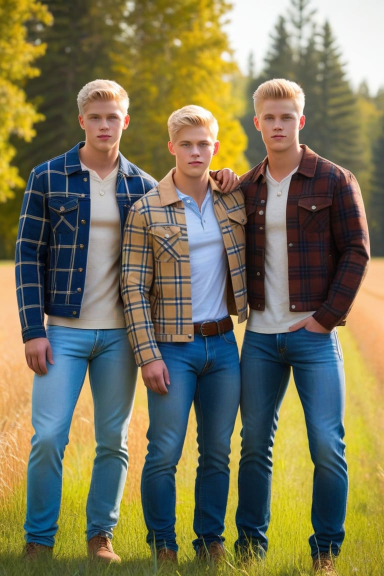 Three identical males,  young,  Logan Shroyer by ZedrikVonKatmahl on Tensor.Art