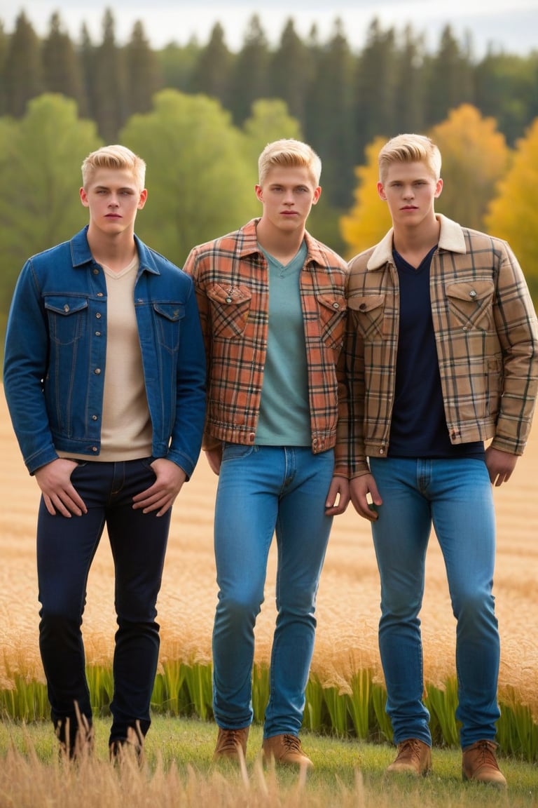 Three identical males,  young,  Logan Shroyer by ZedrikVonKatmahl on Tensor.Art
