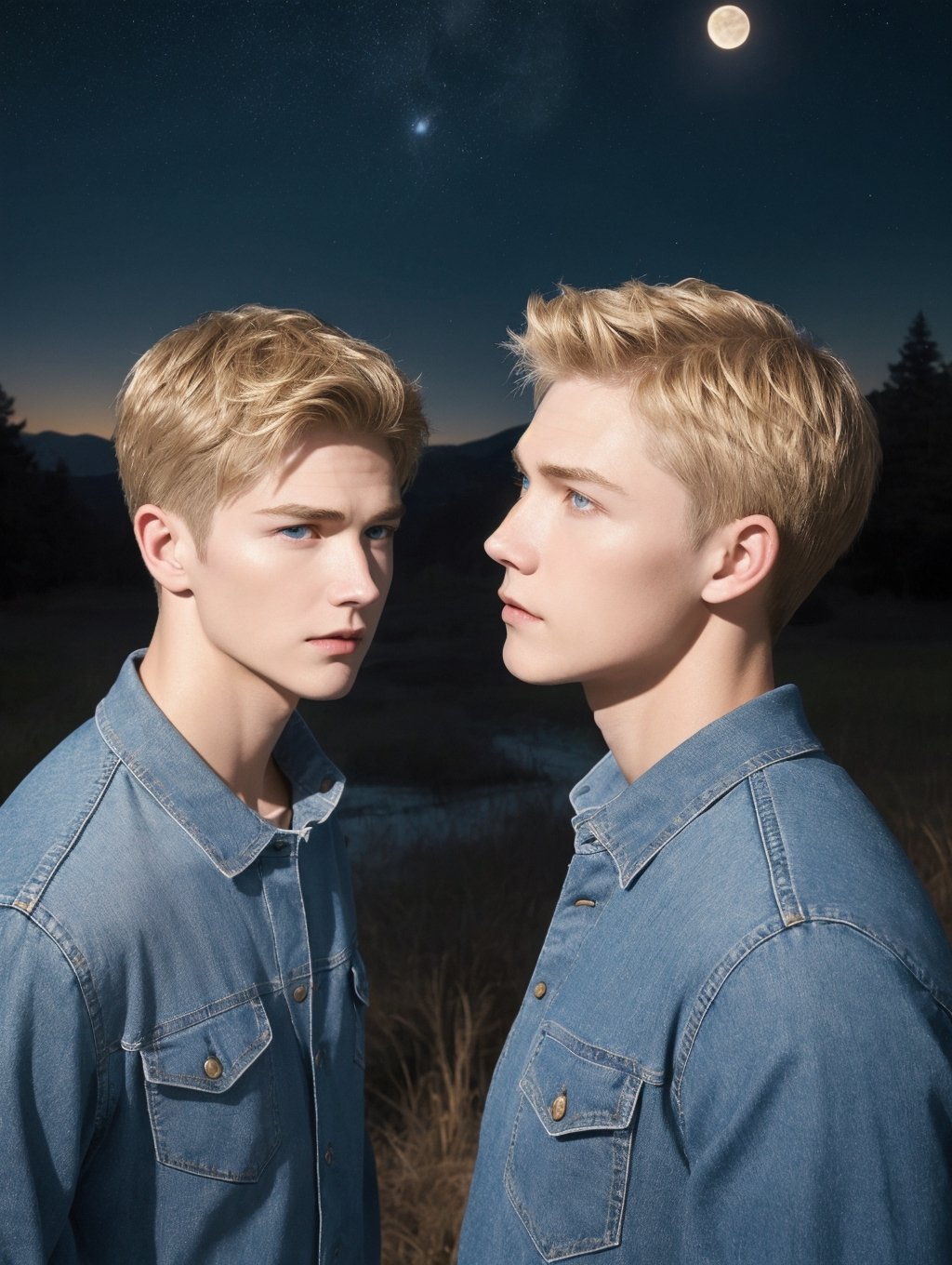 Identical twins,  rural,  trees by ZedrikVonKatmahl on Tensor.Art