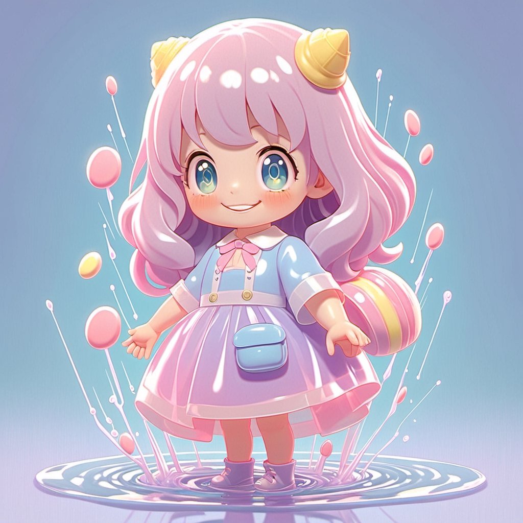 Generate a picture, (anya forger, anime, school girl outfit), look at viewer,smile.
a macaron color system, cute cartoon style, the whole body background is composed of delicate colors, pink, light blue, milky yellow and lavender, macarons, soft colors , operate the water splash to condense into luminous and transparent. Colorful round shape. 3d sculpture,blender. Rendering. Super realistic. 8K,chibi,powerdef,anya forger,spy x family