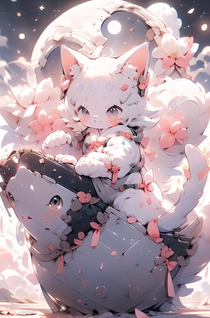 A happy girl, fox ears, pink elements ,maomi,cat,banhua,doodle,1girl,chibi,cute, Chang 'e, white hair, hanfu, cloud, (moon:1.2), waves, mythic monochrome,Mid-Autumn Festival, solo, the upper body,Chinese clothes,
(masterpiece:1,2), best quality, masterpiece, highres, original, extremely detailed wallpaper, perfect lighting,(extremely detailed CG:1.2)
