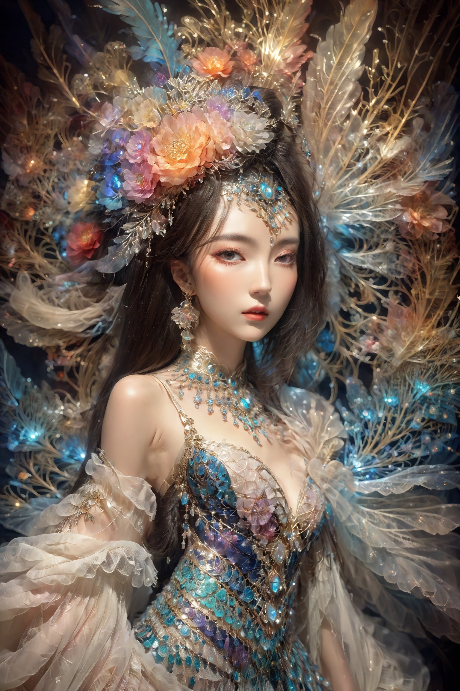 (masterpiece, top quality, best quality, official art, beautiful and aesthetic:1.2), (1girl), extreme detailed,(abstract, fractal art:1.3),highest detailed, detailed_eyes, light_particles, hanfu,jewelry, sexy, (nsfw),